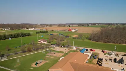 Horizontal video: An aerial view of a baseball field and a field 20698838. Duration: 20 seconds. Resolution: 3840x2160
