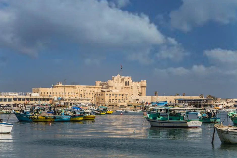 Citadel of Qaitbay in Alexandria Seen from Bay
