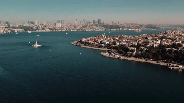 Horizontal video: Aerial view of istanbul s coastline and bosphorus 28801298. Duration: 10 seconds. Resolution: 1920x1080