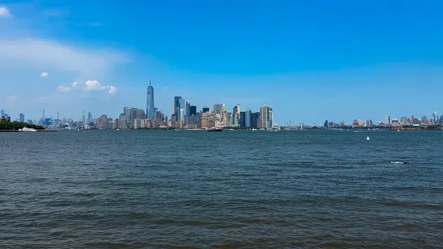 Horizontal video: New york city skyline across the hudson river 28855590. Duration: 11 seconds. Resolution: 3840x2160