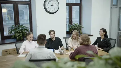Horizontal video: Group of people in a business meeting in a conference room 3202044. Duration: 23 seconds. Resolution: 1920x1080