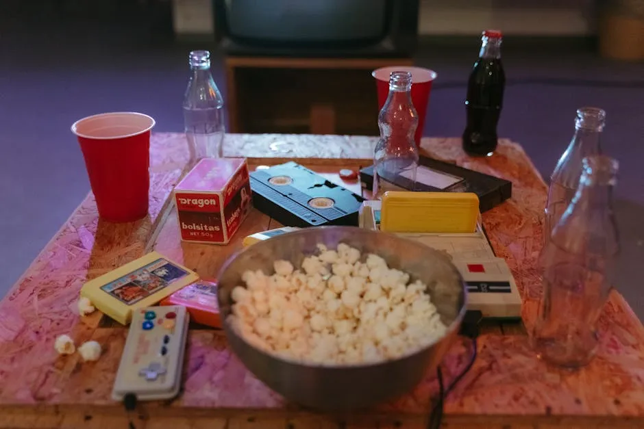 Popcorn in Bowl on Top of the Wooden Table 