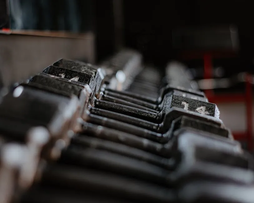 Close-up of Dumbbells in Gym Setting