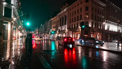 Horizontal video: A rainy night in london with a red bus and people walking 3037316. Duration: 46 seconds. Resolution: 3840x2160