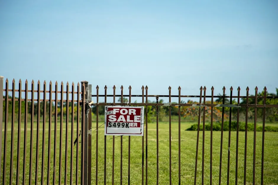 Fenced Plot of Land with For Sale Sign