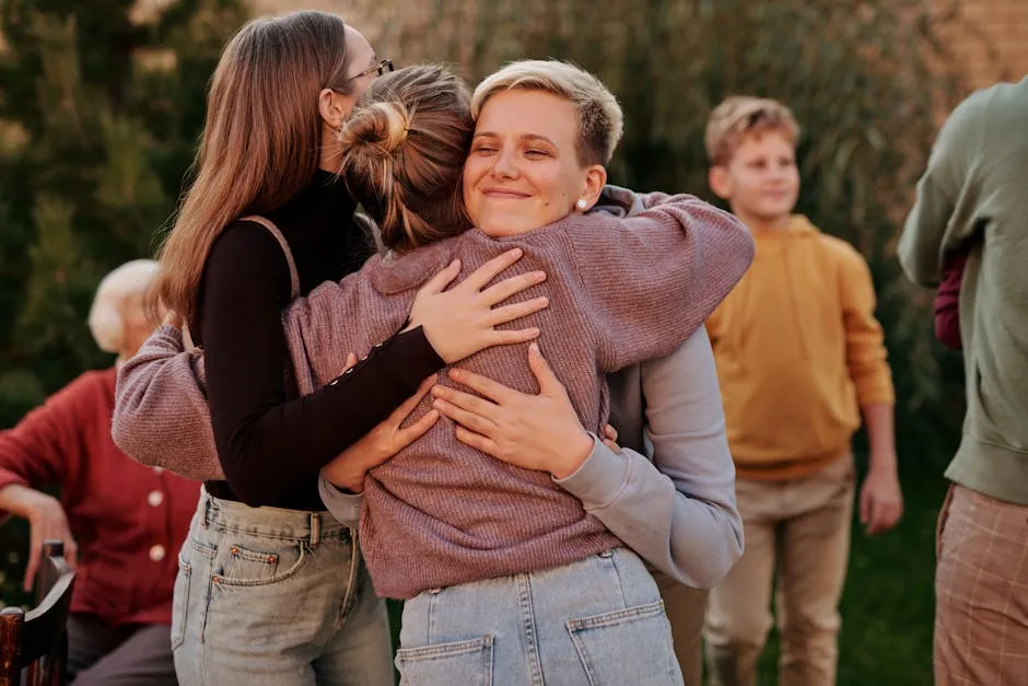 A People Hugging Together 