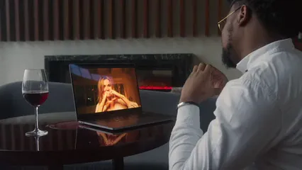 Horizontal video: A couple talking through video call 6585555. Duration: 11 seconds. Resolution: 3840x2160