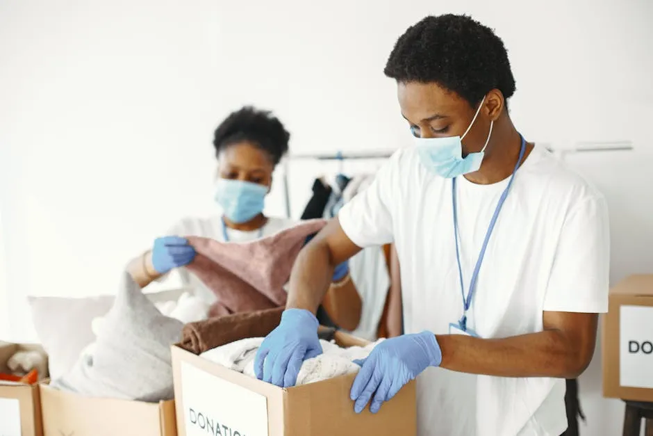 Male Volunteer packing up Goods 