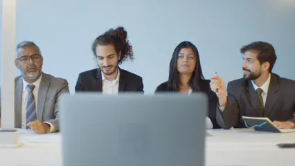 Horizontal video: People at the office on a video call 8461072. Duration: 17 seconds. Resolution: 3840x2160