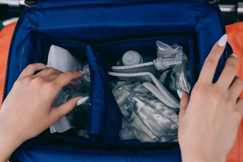 Lifeguard Holding Bag with Medical Equipment