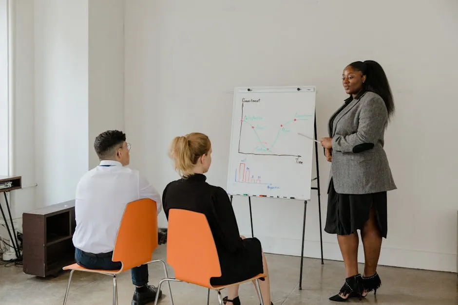 A Woman Presenting in Front of the Room