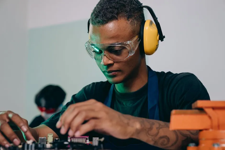 A Man Fixing an Electronics