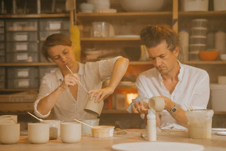 Craftsmen doing Finishing Touches at Clay Pots