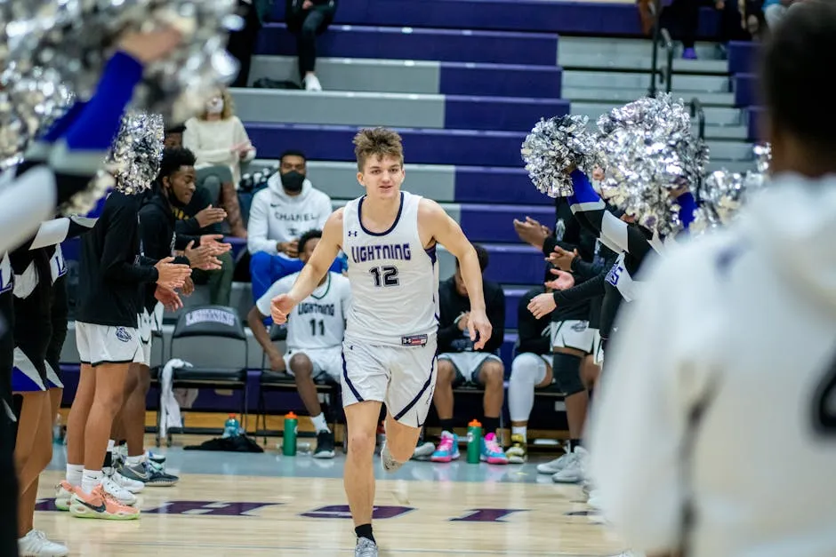 A Man in White and Blue Basketball Jersey