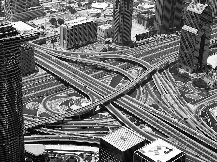 Aerial View of the Sheikh Zayed Junction in Dubai, UAE 