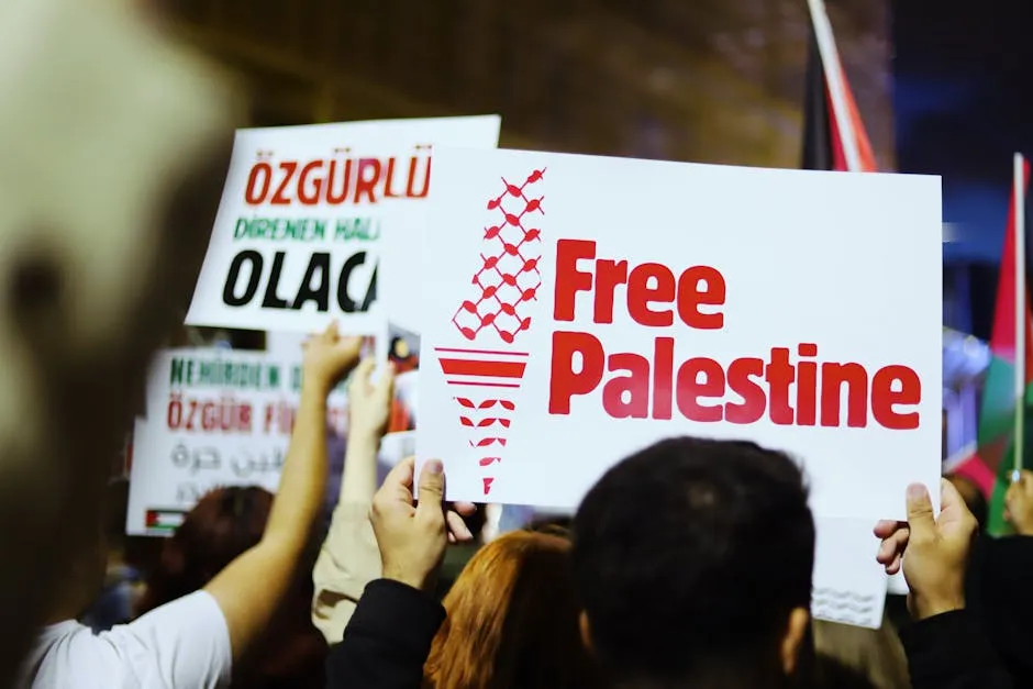 Protest for Palestine Freedom with Signs