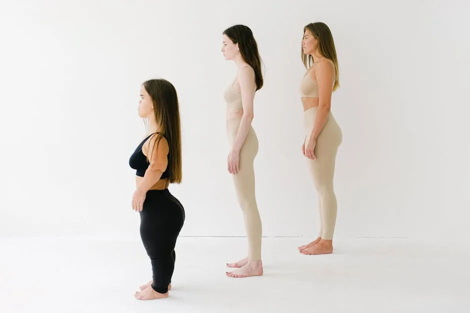 Three Women Standing with Different Height Measurements and Figure