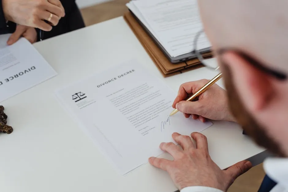 A Person Signing Divorce Documents