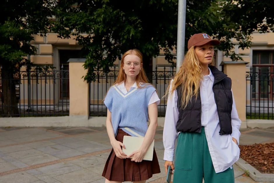 Young Women Standing Outside the University