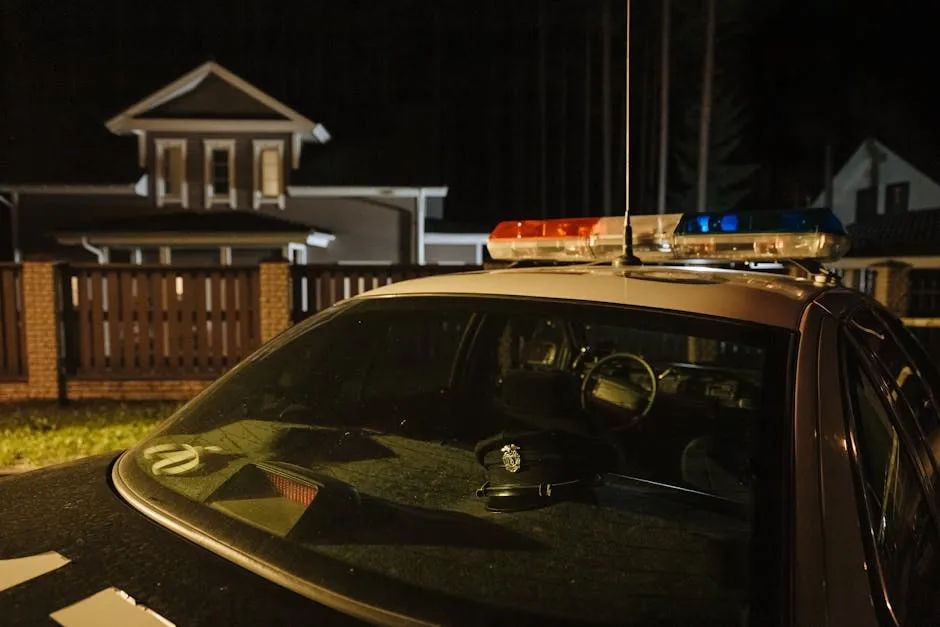 Police Car Parked outside a House