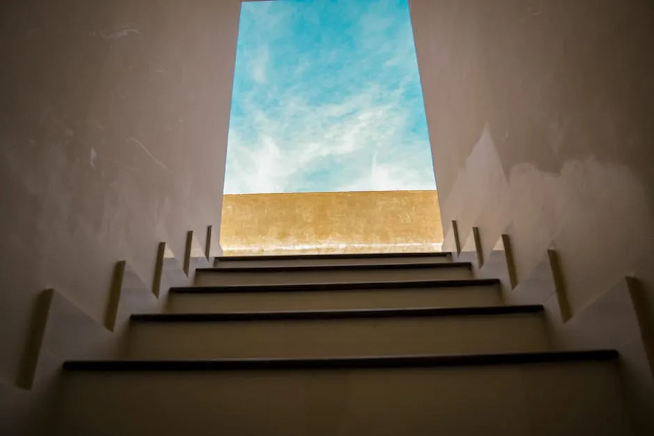 View Of The Sky From Staircase