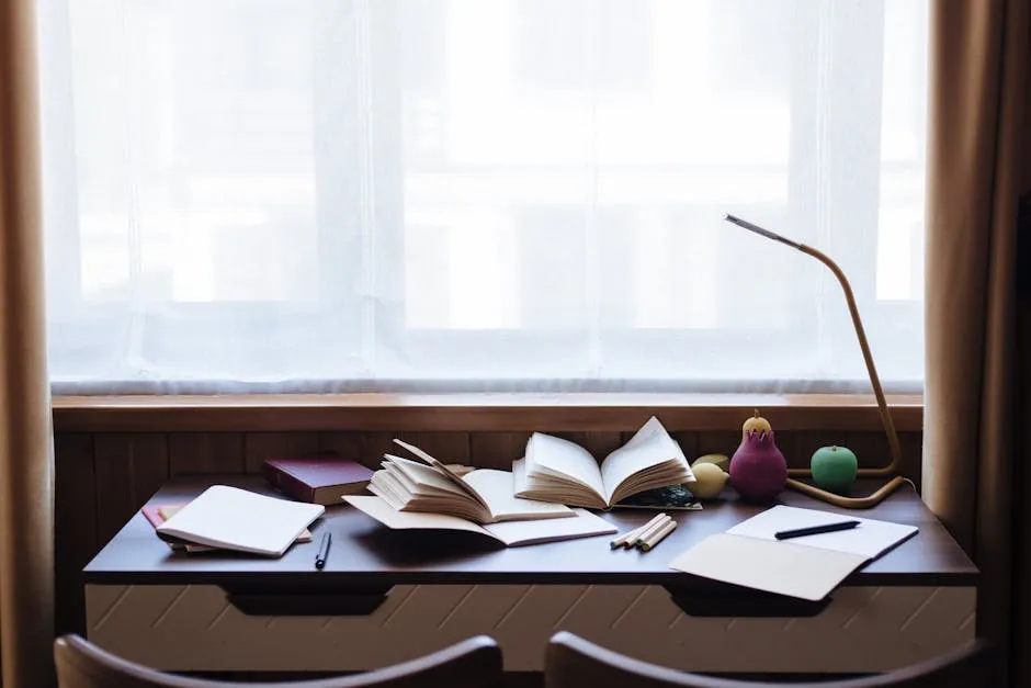 Open Books Lying on Desk 