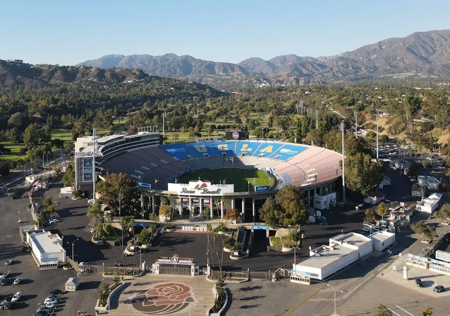 Aerial View of Rose Bowl Stadium in Pasadena, California