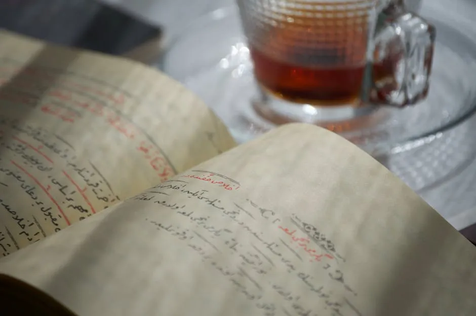 Open Book and Tea Cup in Sunlight