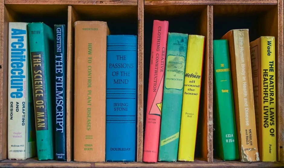 Books on Brown Wooden Shelf