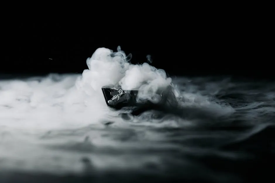 A Thick White Smoke Against Black Background