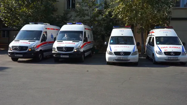 Horizontal video: Ambulance fleet ready for emergency response 28950253. Duration: 9 seconds. Resolution: 1920x1080