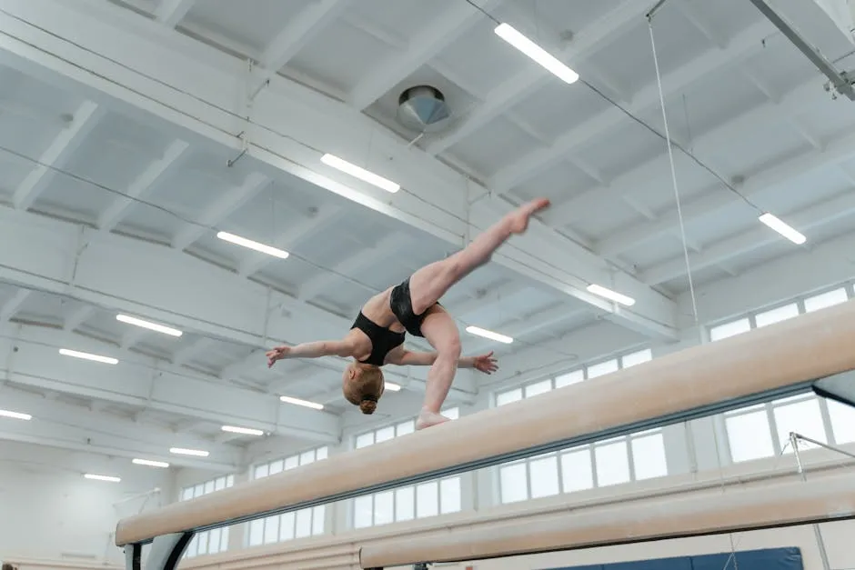 Person Balancing on Balance Beam