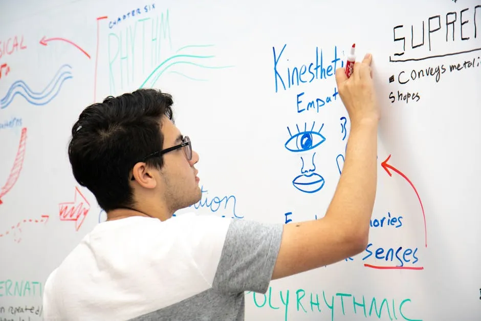 A Man Writing on Whiteboard 