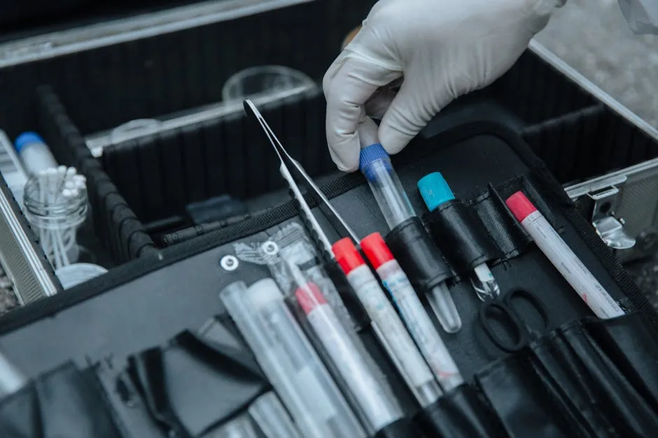 Hand in Gloves Holding Test Tube