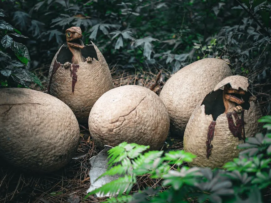 Dinosaurs Hatching From Eggs