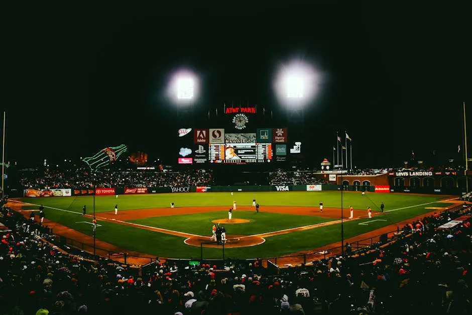 Baseball Player Playing in Baseball Stadium