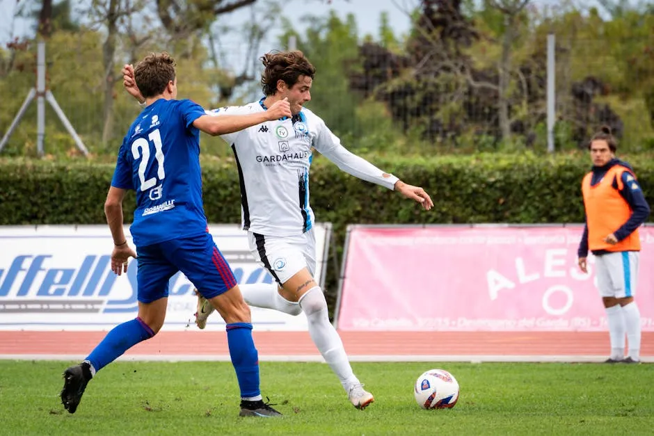 Intense Soccer Match Action Shot on Field