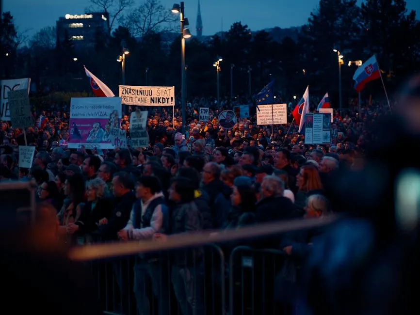 Peaceful Night Protest in Bratislava