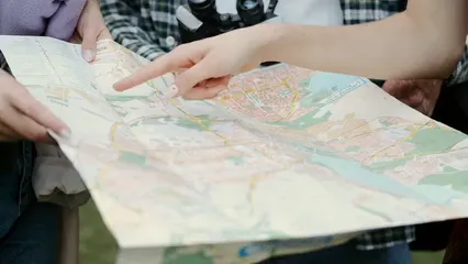 Horizontal video: A person pointing on the map 5450067. Duration: 18 seconds. Resolution: 3840x2160