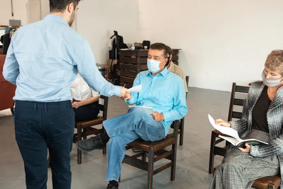 A Teacher Giving Papers to His Students