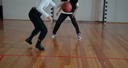 Horizontal video: Boy and girl playing basketball 6224544. Duration: 8 seconds. Resolution: 4096x2160