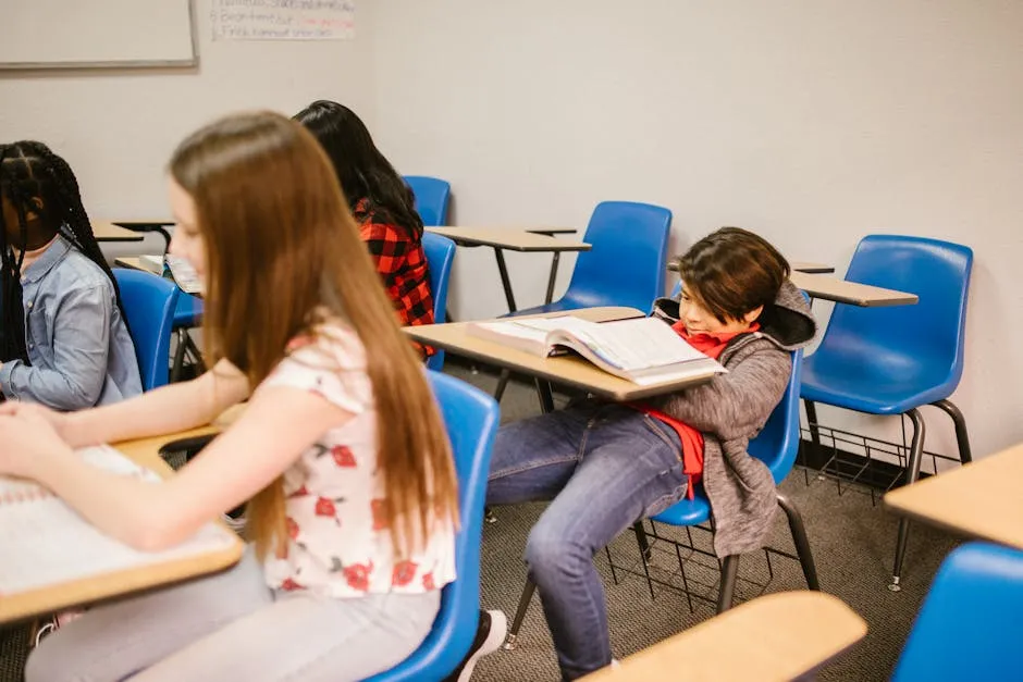Boy Sitting on His Desk Looking Lonely