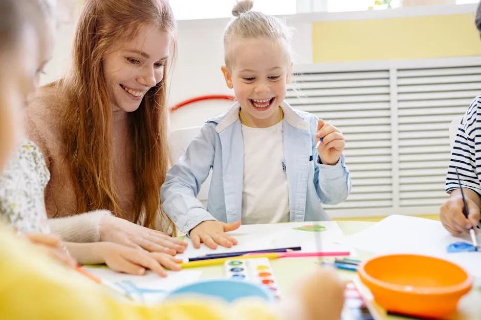 Happy Little Girl Learning To Paint