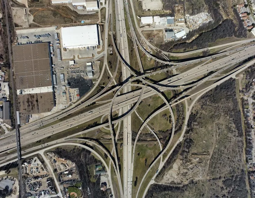 Drone Shot of an Elevated Highway Intersection 