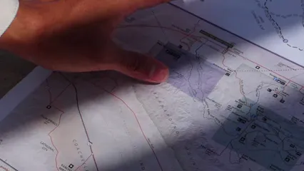 Horizontal video: Blueprint maps used in planning and discussions 3010210. Duration: 57 seconds. Resolution: 1920x1080