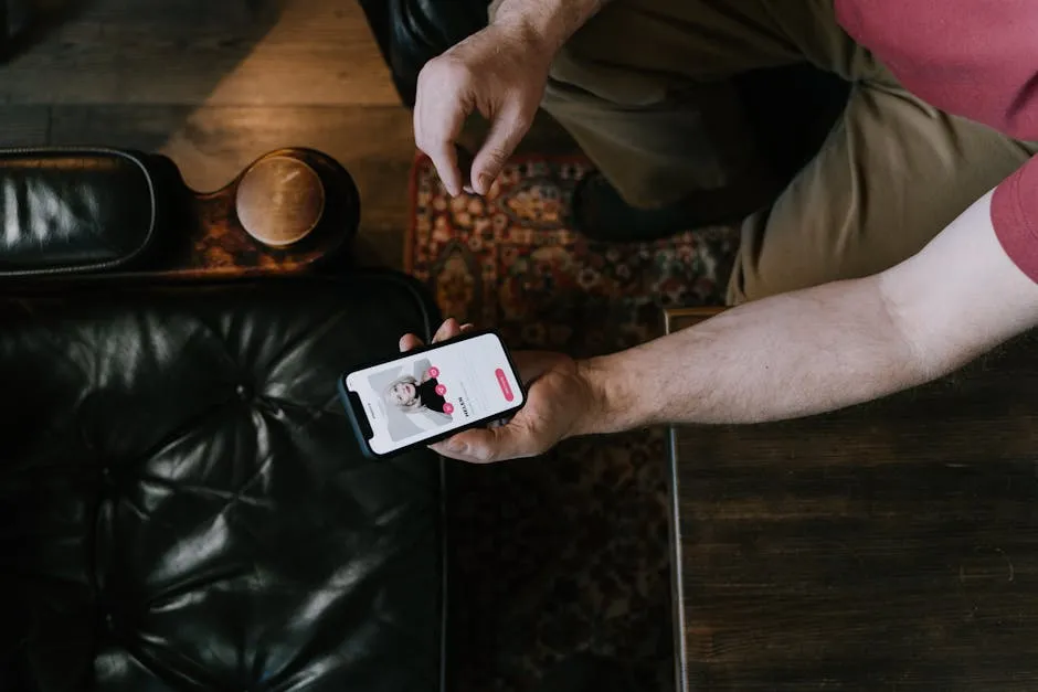 Person Holding a Smartphone with Dating-Matching App on Screen