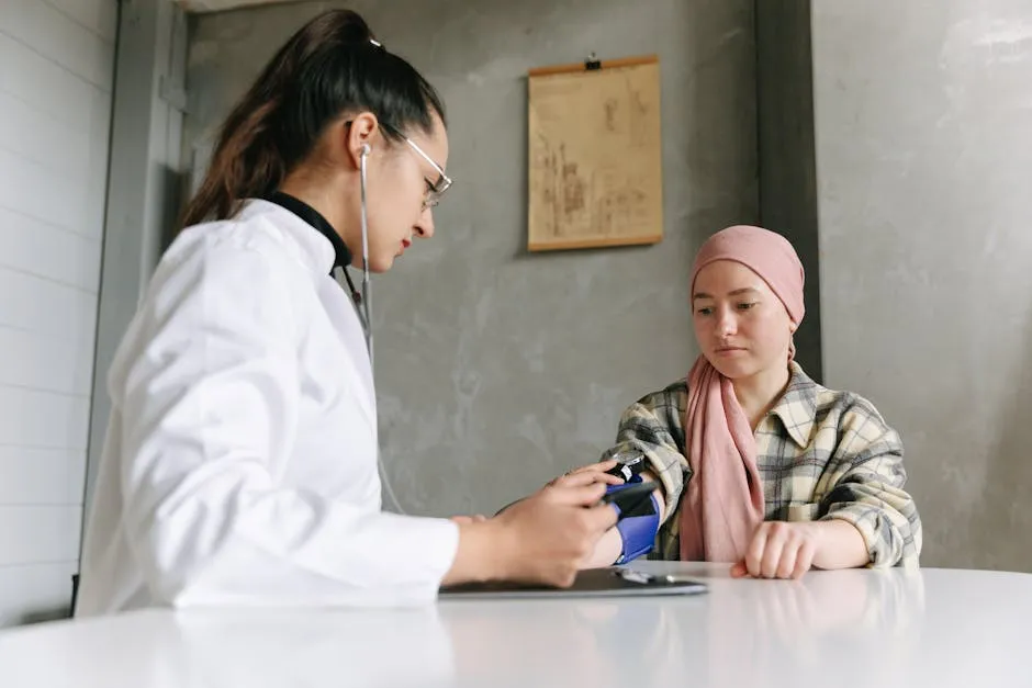 A Doctor Taking The Woman's Blood Pressure 