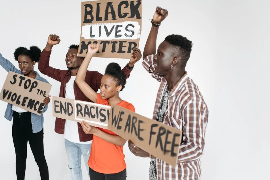 Group of People Protesting Against Racism