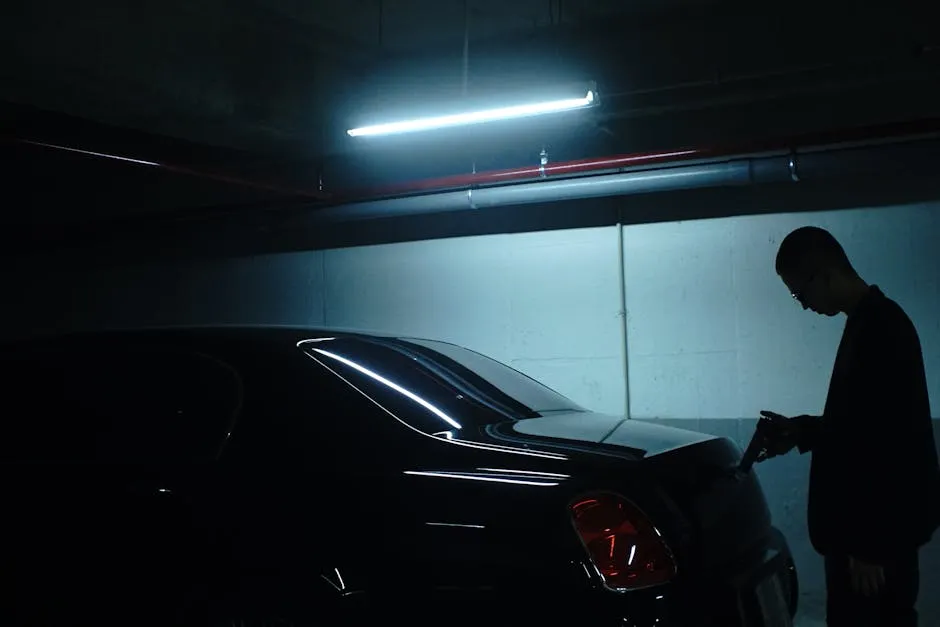 Black Car Parked in Garage