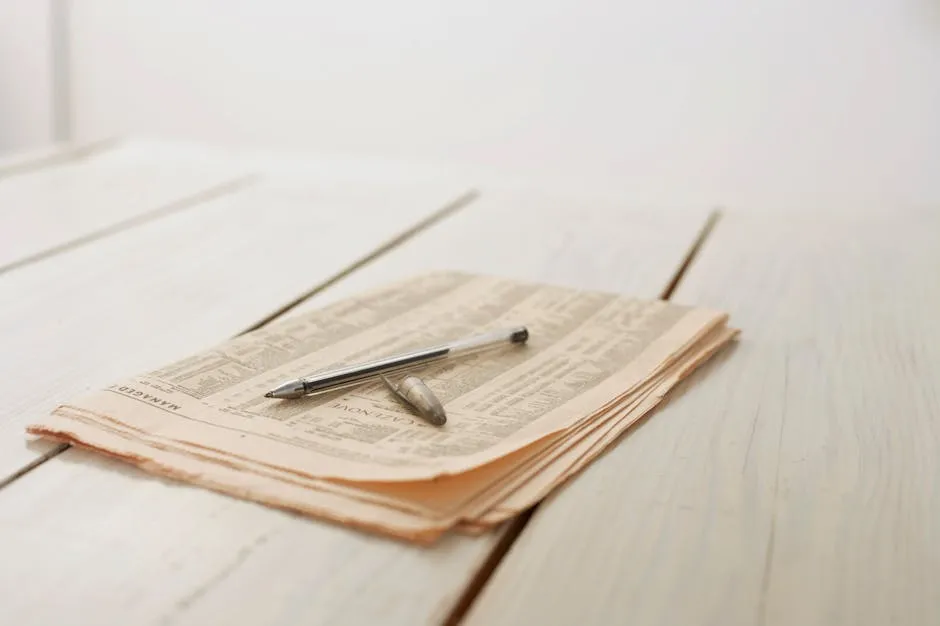 Newspaper and Pen on the Table 